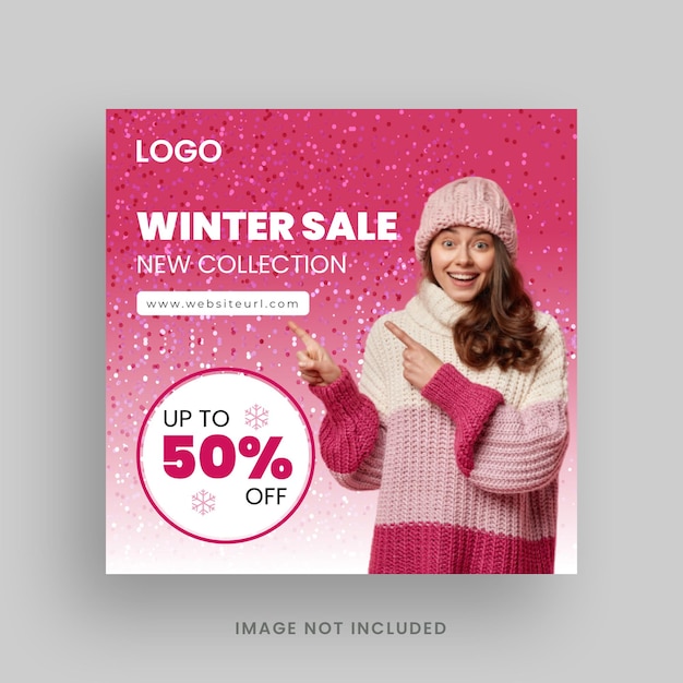 Vector winter sale social media post banner template design