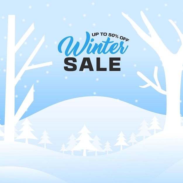 Vector winter sale social media post design template