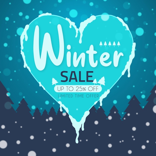 눈이 원형 프레임 겨울 판매 소셜 미디어 게시물 템플릿