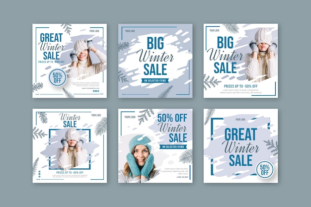 Vector winter sale social media post template