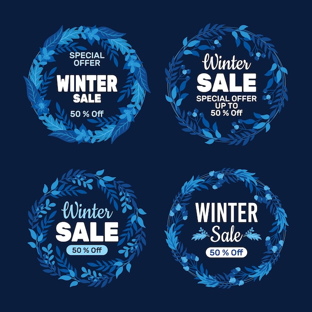 Vector winter sale tag collections