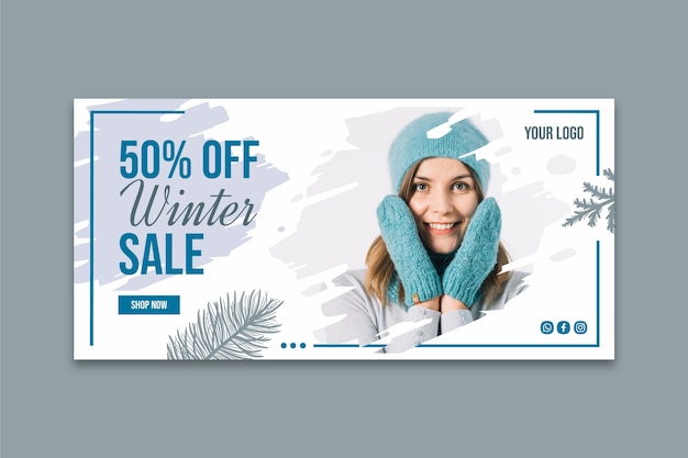 Vector winter sale template banner