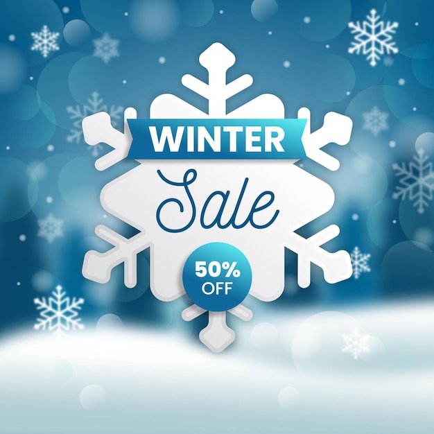 Winter sale with special discount and blurry background