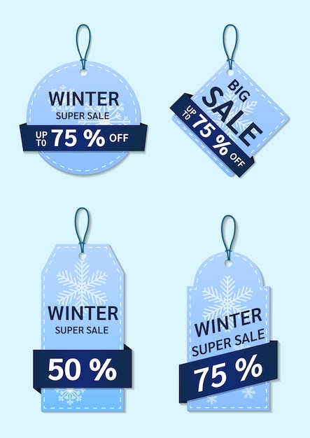 Winter sales tag collection..