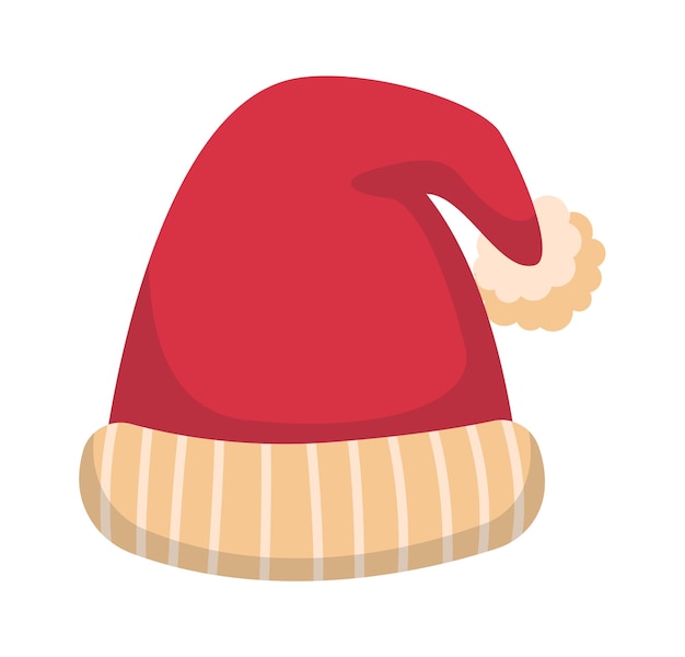 Winter santa hat flat illustration