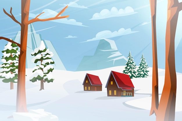 Winter Scene Flat Design Illustration