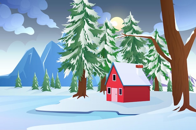 Winter Scene Flat Design Illustration