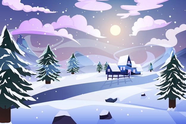 Winter Scene Flat Design Illustration