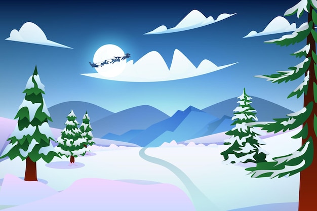 Вектор Иллюстрация плоского дизайна зимней сцены