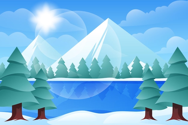 Winter Scene Flat Design Illustration