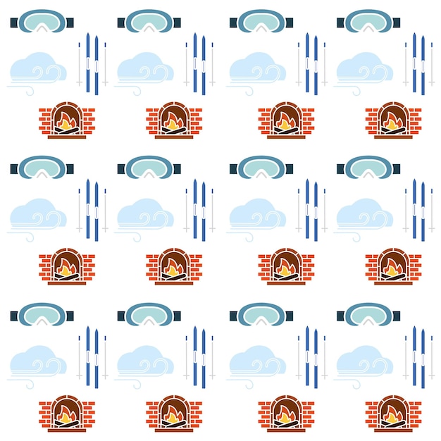 Winter seamless pattern background with winter icons Vector