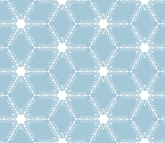 Зимний бесшовный узор снежинки в геометрическом стиле векторная линейная иллюстрация