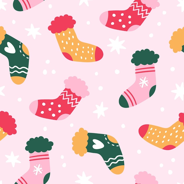 Winter seamless pattern winter background christmas pattern socks pattern