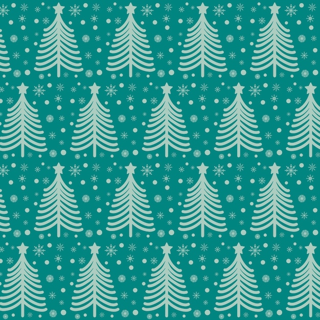 Winter seamless pattern with Christmas trees and snowflakes