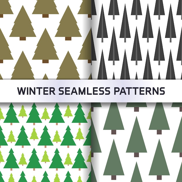 ベクトル さまざまな形の幾何学的なスプルース ツリーと冬のシームレスなパターン。