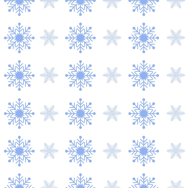 さまざまな形の雪をイメージした冬のシームレスパターン。雪のクリスマスパターン。白い背景の上の王子のためのクリスマスのパターン