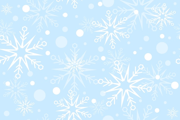Winter seamless pattern with snowflakes and ellipses on the light blue background