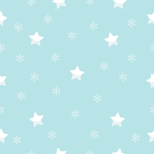 Winter seamless pattern with snowflakes and stars vector graphics