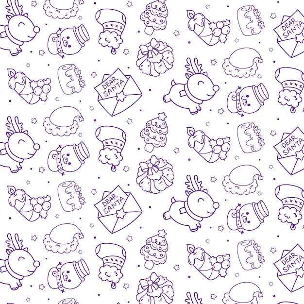 Winter seamless patterns with christmas elements.