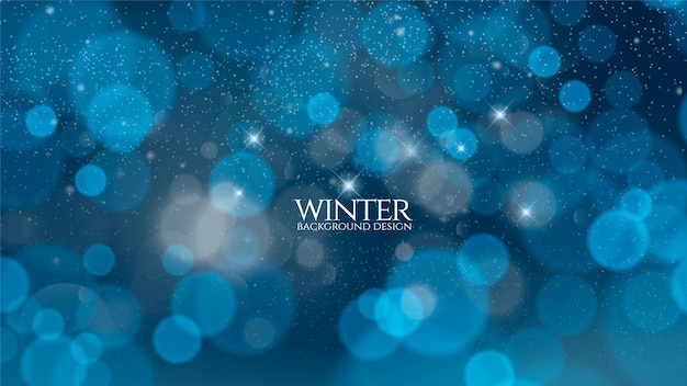 Winter season background design with bokeh style