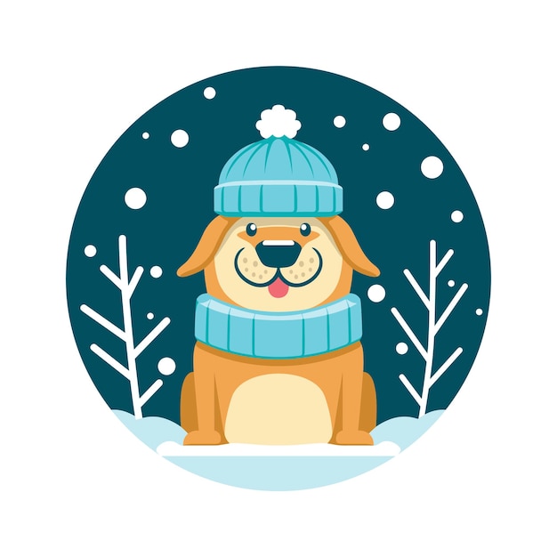 Vector winter season dog outdoor