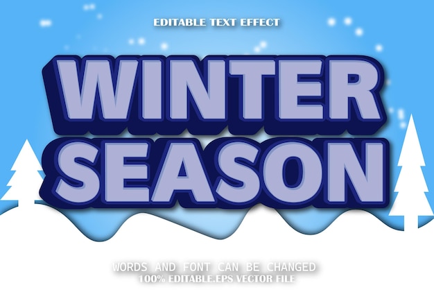 Vector winter season editable text effect cartoon style