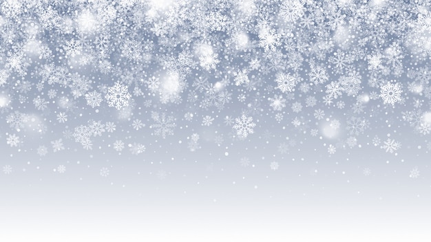 Vector winter season falling snow with snowflakes