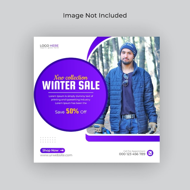 winter season fashion sale social media post instagram banner and web banner premium vector