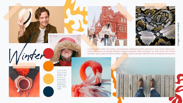 Vettore moodboard per la stagione invernale