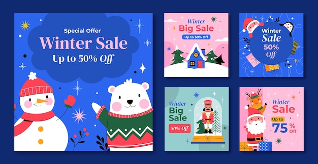 Winter season sale instagram posts collection