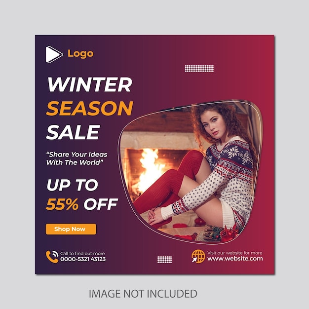 Winter season sale social media poster template