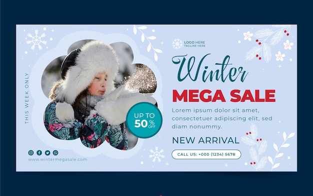 Vector winter season sale social media promo template