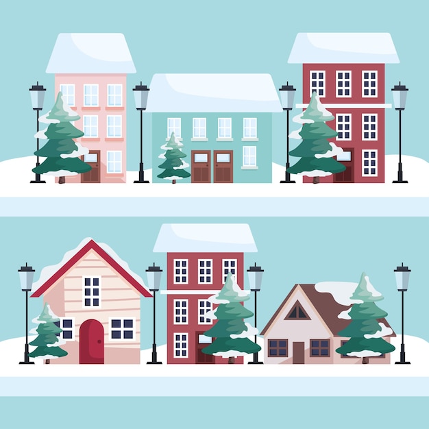 Vector winter season scenes