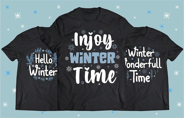 Tシャツに印刷するための冬の季節のタイポグラフィデザイン。冬のデザイン ベクター グラフィックス。冬 SVG