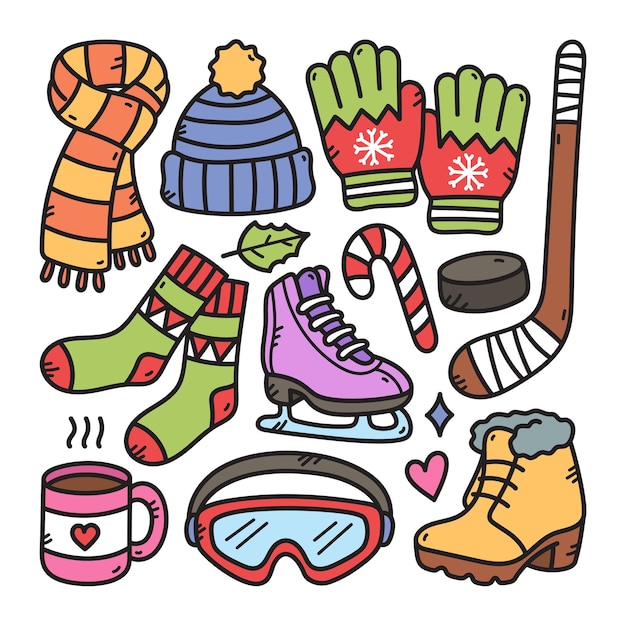 Winter seizoen Doodle illustratie