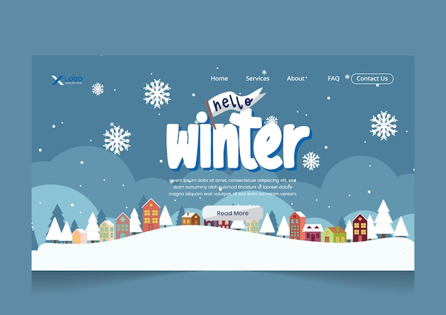 Winter sell offer landing page design template