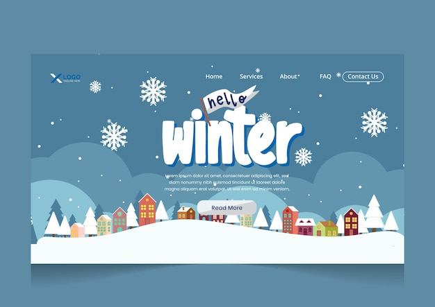 冬の販売オファーのランディング ページのデザイン テンプレート