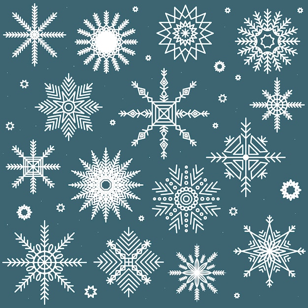 Winter set witte sneeuwvlokken en textuur. Circulaire patroon voor ontwerp.