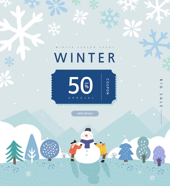 Winter shopping evenement illustratie banner popup