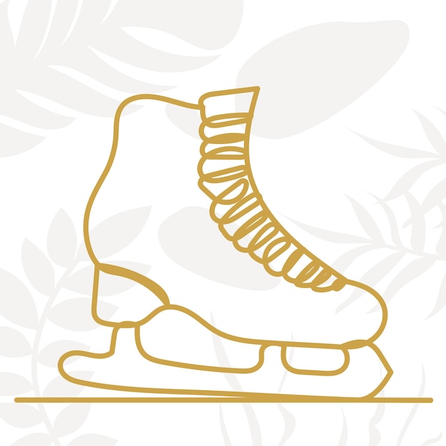 Winter skates continuous line drawing vector sketch