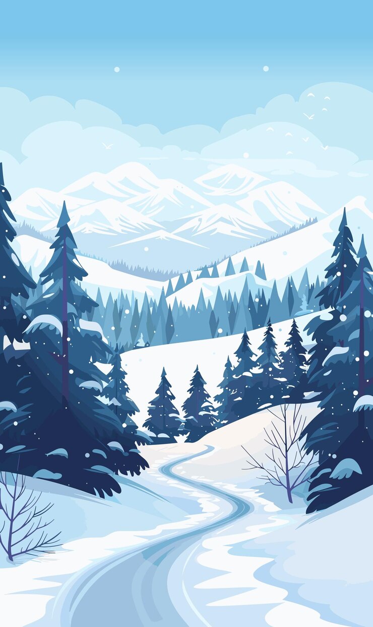 Vector winter ski resort with mountains in snow alps landscape panorama with snowy slopes hills vector