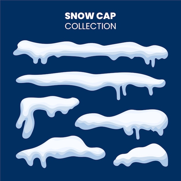 Winter snow cap collection vector in flat design used for decoration element template media