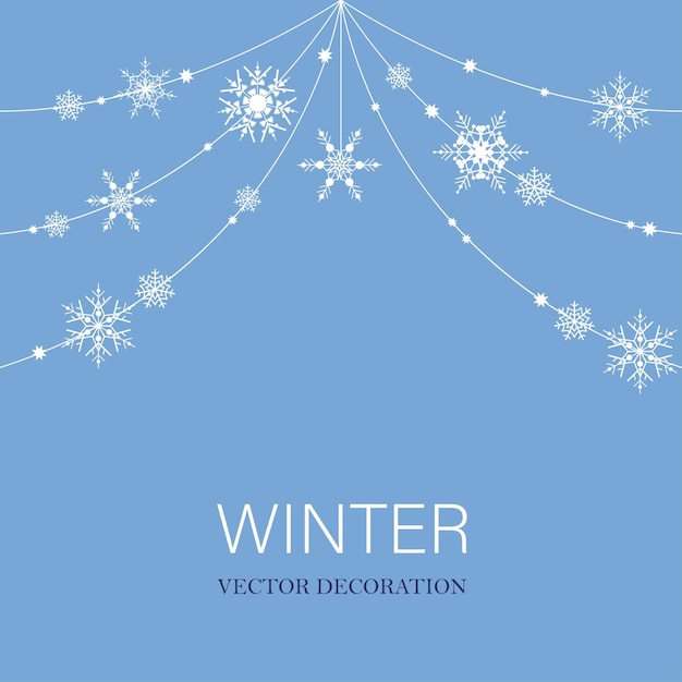 Winter snow garland Snowflake frame for Christmas and New Year Geometric vector illustration