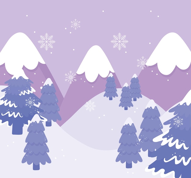 Vector winter snow landscape