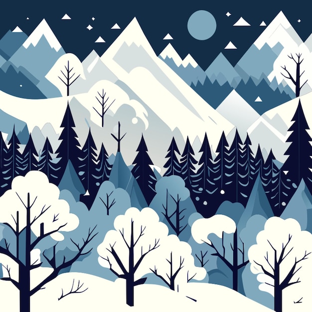 winter snow scene simple pattern vector illustration