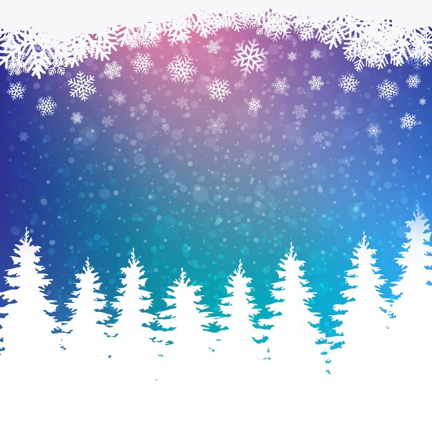 Vector winter snowy colorful background