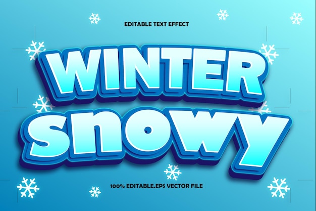 겨울 눈 덮인 편집 가능한 텍스트 효과 3D 엠보스 그라데이션 스타일