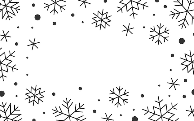 Vector winter snowy icy border snowflake frame with copy space falling frosty snow flakes confetti on white for xmas card christmas banner flyer new year party event invitation gift certificate voucher