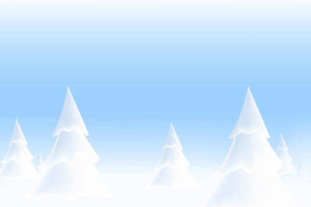 Vector winter snowy landscape with trees