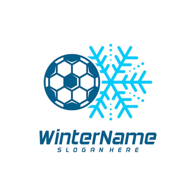 冬のサッカーのロゴのテンプレート サッカーの冬のロゴのデザインのベクトル